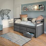 Gray finish stylishly crafted wood frame captain bed by Acme additional picture 6