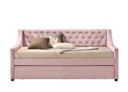 Pink velvet upholstery button tufted twin daybed by Acme additional picture 3