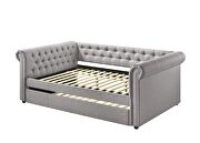Smoke gray fabric upholstery button tufted and nailhead trim accent full daybed by Acme additional picture 2