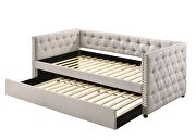 Beige fabric button tufted and nailhead trim accent twin daybed by Acme additional picture 3