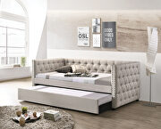 Beige fabric button tufted and nailhead trim accent full daybed by Acme additional picture 4