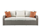 Beige fabric & gray wicker patio sectional & 2 ottomans by Acme additional picture 3