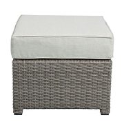Beige fabric & gray wicker patio sofa & ottoman w/2 pillows by Acme additional picture 11