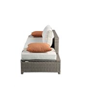 Beige fabric & gray wicker patio sofa & ottoman w/2 pillows by Acme additional picture 8