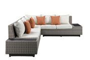 Beige fabric & gray wicker patio sectional & cocktail table by Acme additional picture 11