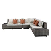 Beige fabric & gray wicker patio sectional & cocktail table additional photo 4 of 10