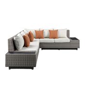 Beige fabric & gray wicker patio sectional & cocktail table additional photo 5 of 10