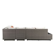 Beige fabric & gray wicker patio sectional & cocktail table by Acme additional picture 6