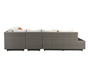 Beige fabric & gray wicker patio sectional & cocktail table by Acme additional picture 10