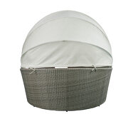 Beige fabric & gray wicker patio canopy sofa & ottoman by Acme additional picture 6