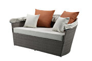 Beige fabric & gray wicker patio canopy sofa & ottoman by Acme additional picture 7
