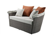 Beige fabric & gray wicker patio canopy sofa & ottoman by Acme additional picture 8