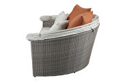 Beige fabric & gray wicker patio canopy sofa & ottoman by Acme additional picture 9