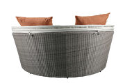 Beige fabric & gray wicker patio canopy sofa & ottoman by Acme additional picture 10