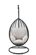 Beige fabric & black wicker patio swing chair with stand by Acme additional picture 3