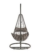 Gray fabric & charcoal wicker durable structure patio swing chair additional photo 3 of 4