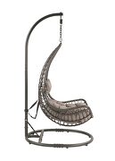 Gray fabric & charcoal wicker durable structure patio swing chair by Acme additional picture 5
