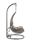 Gray fabric & charcoal wicker durable structure patio swing chair additional photo 5 of 4