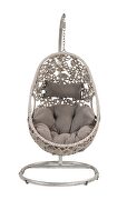 Light gray fabric & wicker open weave design patio swing chair by Acme additional picture 4
