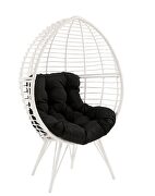 Black fabric & white wicker patio lounge chair by Acme additional picture 2