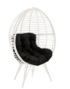 Black fabric & white wicker patio lounge chair additional photo 2 of 4