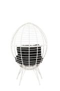 Black fabric & white wicker patio lounge chair additional photo 3 of 4