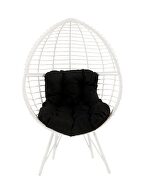 Black fabric & white wicker patio lounge chair by Acme additional picture 4