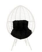 Black fabric & white wicker patio lounge chair additional photo 4 of 4