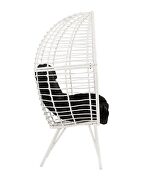 Black fabric & white wicker patio lounge chair additional photo 5 of 4