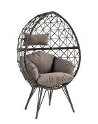 Light gray fabric & black wicker patio lounge chair by Acme additional picture 2