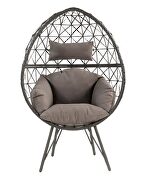 Light gray fabric & black wicker patio lounge chair by Acme additional picture 4