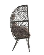 Light gray fabric & black wicker patio lounge chair by Acme additional picture 5