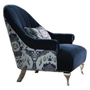 Blue velvet upholstery arched backrest with vertical stitching lines sofa by Acme additional picture 6