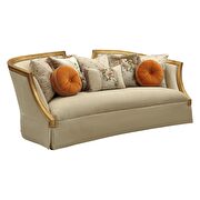 Tan flannel & antique gold sofa additional photo 2 of 8