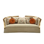 Tan flannel & antique gold sofa additional photo 5 of 8