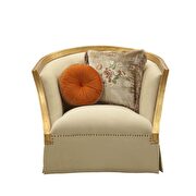 Tan flannel & antique gold chair additional photo 4 of 3