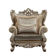 Champagne plush fabric wingback style chair by Acme additional picture 2