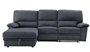 Dark gray fabric upholstery reclining sectional sofa w/storage by Acme additional picture 6