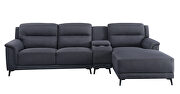 Gray linen upholstery classic silhouette sectional sofa w/ storage by Acme additional picture 2