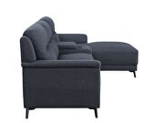 Gray linen upholstery classic silhouette sectional sofa w/ storage by Acme additional picture 7