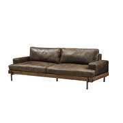 Oak & distress chocolate top grain leather sofa by Acme additional picture 2