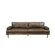 Oak & distress chocolate top grain leather sofa by Acme additional picture 3