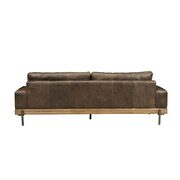 Oak & distress chocolate top grain leather sofa by Acme additional picture 5