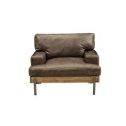 Oak & distress chocolate top grain leather chair by Acme additional picture 2