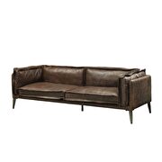 Distress chocolate top grain leather sofa by Acme additional picture 2