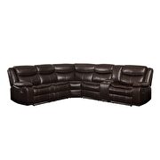 Espresso leather-aire match motion sectional sofa by Acme additional picture 2