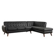 Black pu accent tufting 2-piece l-shape sectional sofa by Acme additional picture 2