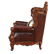 Cherry top grain leather match & walnut chair by Acme additional picture 3