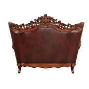 Cherry top grain leather match & walnut loveseat additional photo 4 of 5