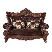 Espresso top grain leather match & walnut loveseat additional photo 2 of 5